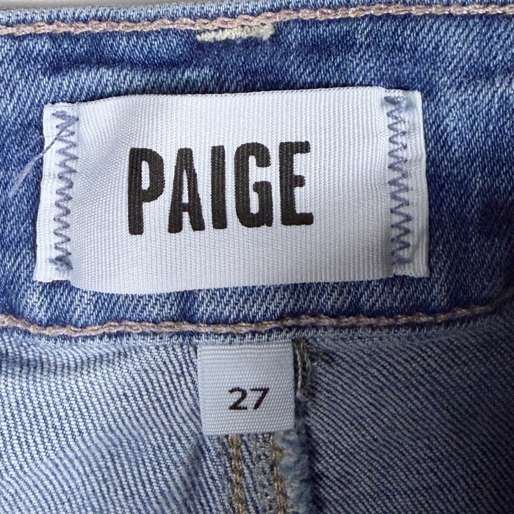Paige Sasha Ankle Jeans Cuffed Wide Leg Blue High Rise Cropped Denim Womens 27 - Picture 10 of 14